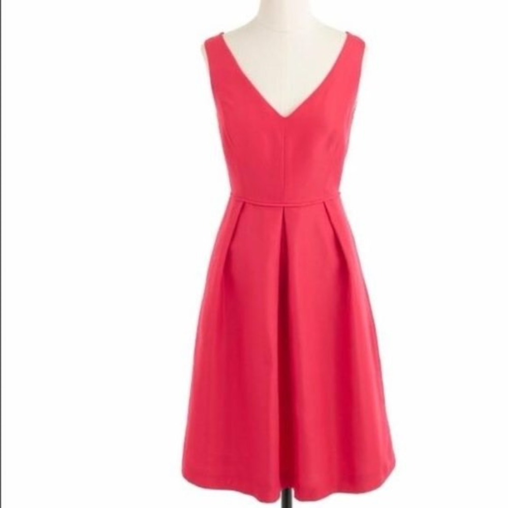 J. Crew Size 6 Kami Coral Sunset Pleated Knee Length A-Line Dress